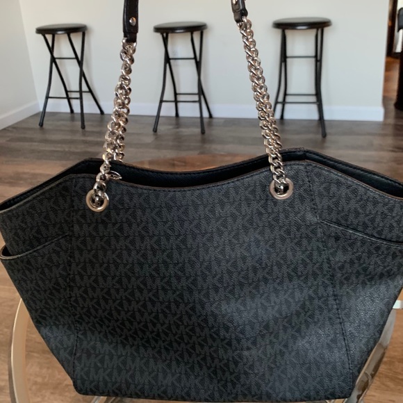 Michael Kors Black and Silver Monogram Purse - Picture 3 of 11